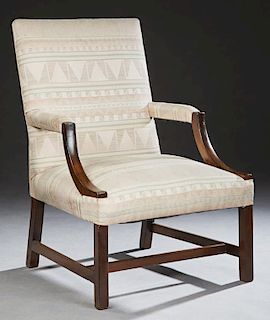 Carved Mahogany Gainsborough Upholstered Armchair,