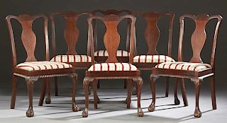 Set of Six Carved Mahogany Chippendale Style Side