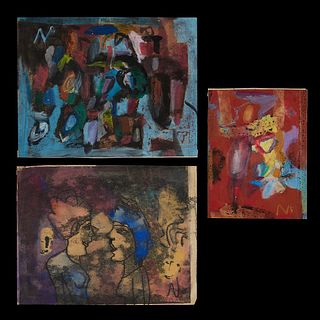 3 Norris Embry Mixed Media Abstract Drawings