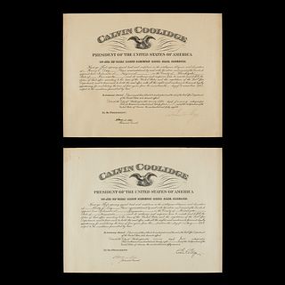 2 Postmaster Documents Signed by Calvin Coolidge