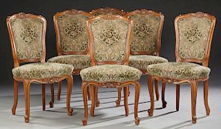 Set of Six French Louis XV Style Carved Cherry Uph