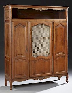 French Louis XV Style Carved Walnut Bookcase, earl