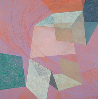 William Saltzman "Lavender Mist" Abstract Painting
