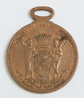 Rare Mardi Gras Souvenir Bronze Medallion, 1892