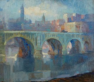 Knute Heldner "Third Ave. Bridge #2" Painting 1914