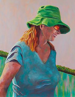 Dakota Hoska "The Green Hat" Portrait Painting