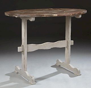 French Polychromed Poplar Wine Table, 20th c., on
