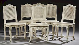 Set of Six French Louis XV Style Polychromed Beech