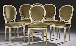 Set of Six French Louis XVI Style Polychromed Upho