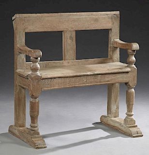 Diminutive French Provincial Carved Oak Bench, 19t