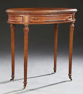 Louis XVI Style Carved Mahogany Oval Lamp Table, e