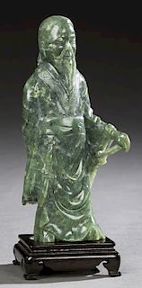 Chinese Carved Jade Figure of a Sage, 20th c., on