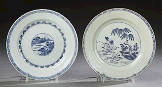 Two Chinese Blue and White Porcelain Plates, 19th