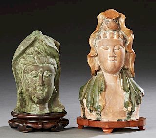 Two Oriental Bronze Figures of Women, 20th c., one