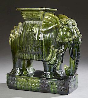 Chinese Green Glazed Ceramic Elephant Form Garden