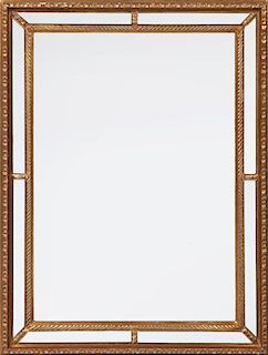 French Carved Giltwood Overmantel Cushion Mirror,