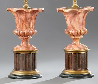 Pair of Neoclassical-Style Urn-Form Lamps, the top