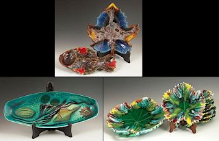 Group of Twelve Pieces of French Majolica Pottery,