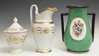 Three Pieces of French Porcelain, 19th c., consist