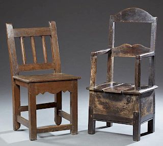 Two French Provincial Oak Chairs, c. 1800, consist