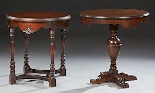 Pair of French Carved Mahogany Circular Lamp Table