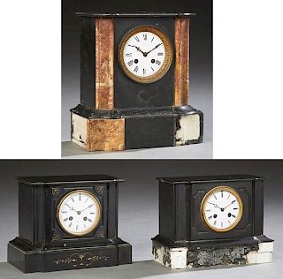 Group of Three French Marble Mantle Clocks, 19th c