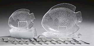 Twelve Piece French Glass Fish Set, 20th c., consi
