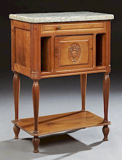 French Louis XVI Style Marble Top Nightstand, 20th