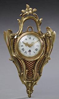 Diminutive French Gilt Bronze Cartel Clock, 20th c