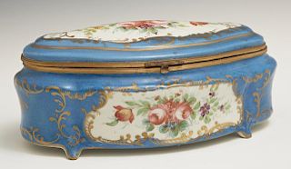 A Sevres Style Porcelain Dresser Box, 19th c., of