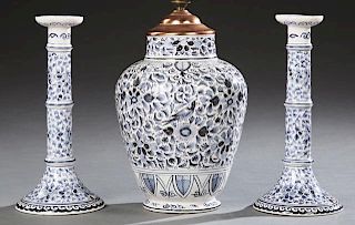 Three Pieces of Delft Style Pottery, 20th c., cons
