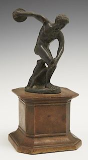 Continental Patinated Bronze Discus Thrower, 19th