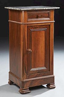 Louis Philippe Carved Cherry Marble Top Nightstand