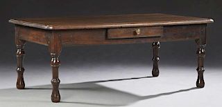 French Carved Walnut Farmhouse Table, 19th c., the