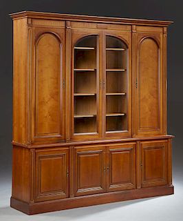 French Carved Cherry Bookcase Cupboard, 20th c., t