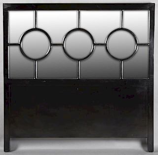 Contemporary Mirror-Mounted Ebonized Bed, the head