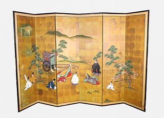Old Japanese Six panel screen