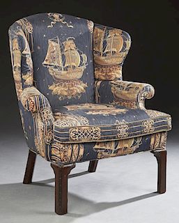 American Carved Mahogany Wing Chair, early 20th c.