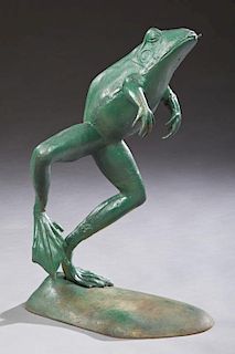 Cast Iron Fountain Figure, 20th c., of a jumping f