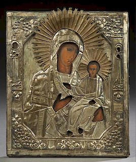 Russian Icon of Our Lady of Tikhvin with Guardian