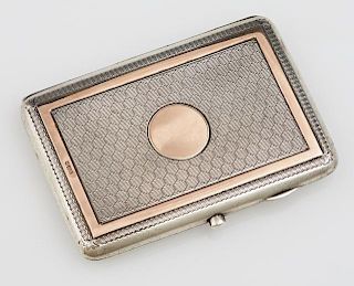 English 9K Gold and Sterling Cigarette Case, Chest