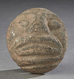 Pre-Columbian Carved Stone Mask, with traces of or