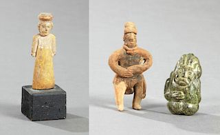 Two Pre-Columbian Figures, one terracotta of a sta