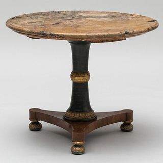 Austrian Neoclassical Painted, Parcel-Gilt and Walnut Center Table