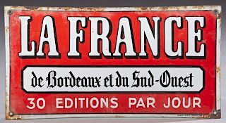French Enamel Domed Advertising Sign, early 20th c
