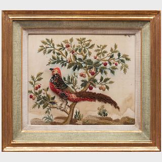 Needlework Picture of a Pheasant in a Tree