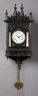 French Ebonized Two Weight Wall Clock, c. 1880, th