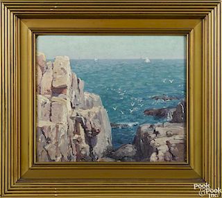 George Sotter (American 1879-1953), oil on board, titled Gull Head, North Shore, signed