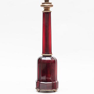 Red Molded Glass Table Lamp