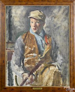 Eugene Speicher (American 1883-1962), oil on canvas study for The Young Hunter, 34'' x 27''.